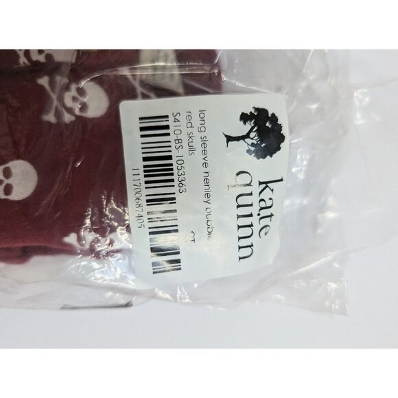 Kate Quinn Organic Cotton Terry Red Skulls 2T Lng Sleeve Bubble Spooky Halloween - Picture 2 of 2